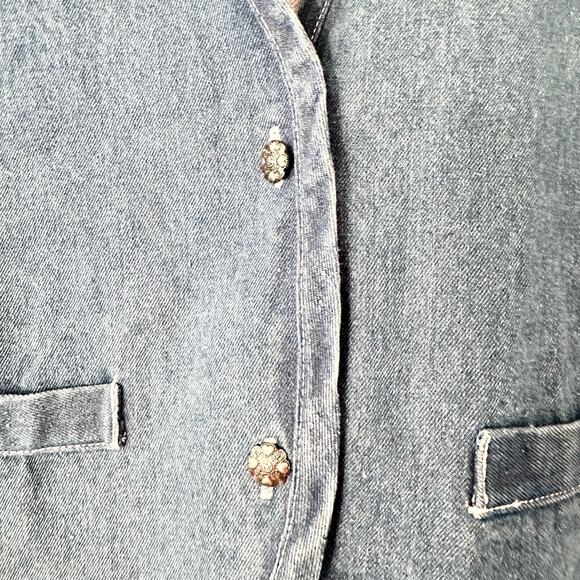 Metro Express Vintage Denim Chambray Red Plaid Flannel Back Button Vest L 14/16 - Picture 12 of 12